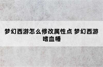 梦幻西游怎么修改属性点 梦幻西游嗜血幡